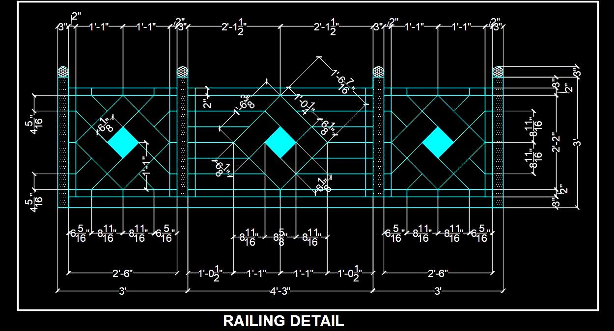 Balcony Railing CAD Block - Free Download